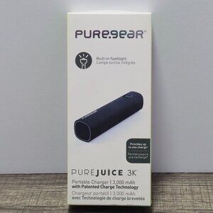 PureGear Pure Juice 3,000mah Rechargeable Battery Pack Black and Flashlight NIB
